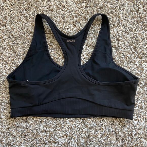 Prana Luxara Salutations Bra Womens L Black Limited Edition Scoop Neck Racerback - Picture 6 of 10